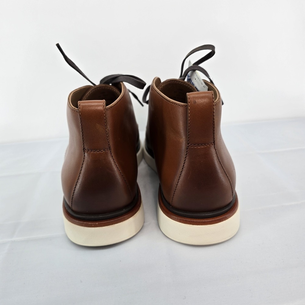 Allen Edmonds Cognac Brown Leather Chukka Boots with Cream Sole - Picture 6 of 9